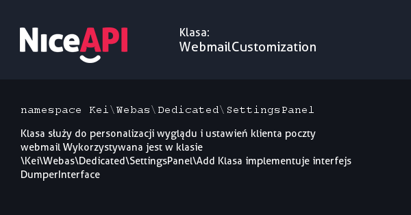 Klasa WebmailCustomization &middot; NiceAPI dla PHP 5.6