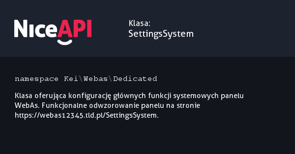 Klasa SettingsSystem &middot; NiceAPI dla PHP 5.6