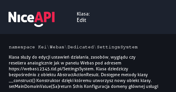 Klasa Edit &middot; NiceAPI dla PHP 5.6