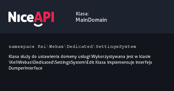 Klasa MainDomain &middot; NiceAPI dla PHP 5.6