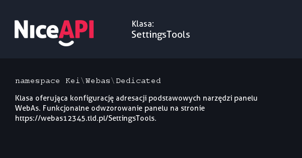 Klasa SettingsTools &middot; NiceAPI dla PHP 5.6