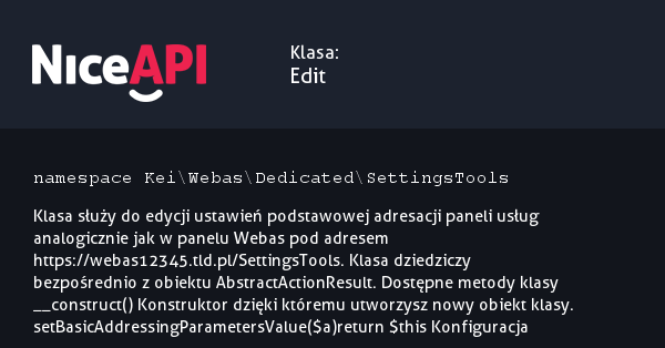 Klasa Edit &middot; NiceAPI dla PHP 5.6