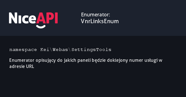 Enumerator VnrLinksEnum &middot; NiceAPI dla PHP 5.6