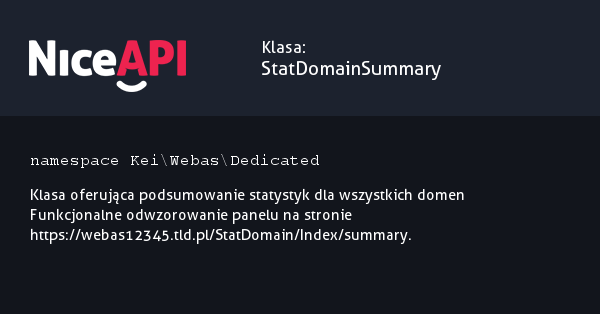 Klasa StatDomainSummary &middot; NiceAPI dla PHP 5.6