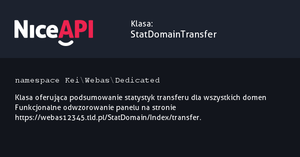 Klasa StatDomainTransfer &middot; NiceAPI dla PHP 5.6