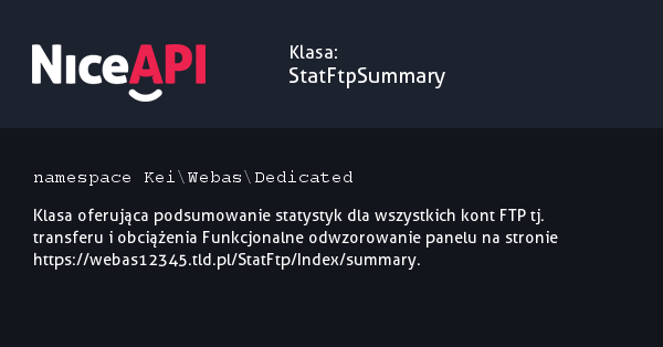 Klasa StatFtpSummary &middot; NiceAPI dla PHP 5.6
