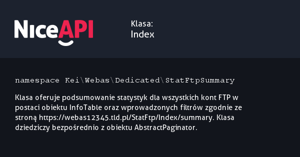 Klasa Index &middot; NiceAPI dla PHP 5.6