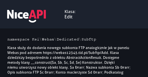 Klasa Edit &middot; NiceAPI dla PHP 5.6