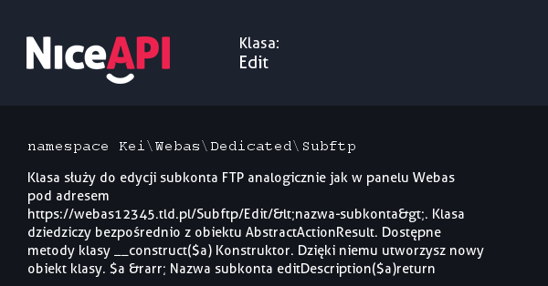 Klasa Edit &middot; NiceAPI dla PHP 5.6