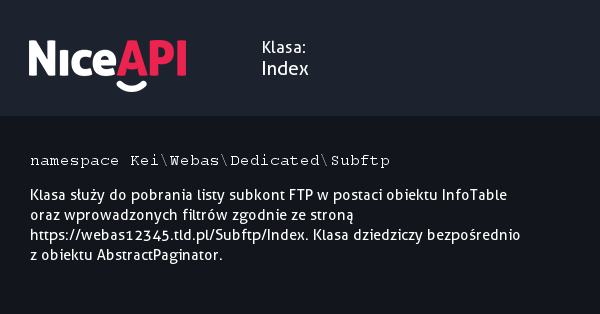 Klasa Index &middot; NiceAPI dla PHP 5.6