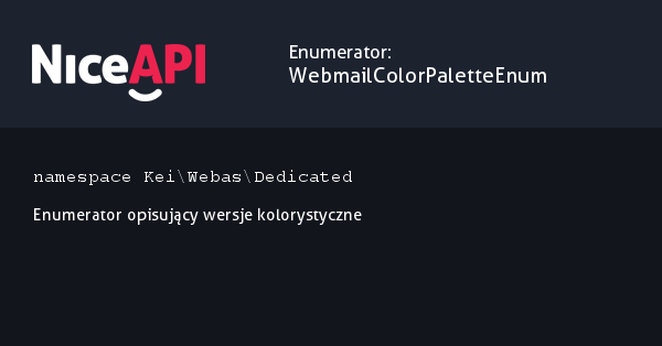 Enumerator WebmailColorPaletteEnum &middot; NiceAPI dla PHP 5.6