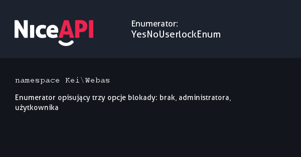 Enumerator YesNoUserlockEnum &middot; NiceAPI dla PHP 5.6