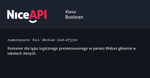 Klasa Boolean &middot; NiceAPI dla PHP 5.6