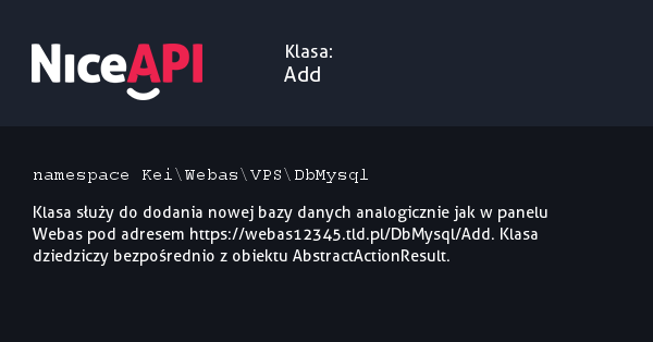 Klasa Add &middot; NiceAPI dla PHP 5.6