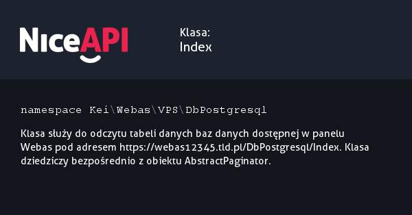 Klasa Index &middot; NiceAPI dla PHP 5.6