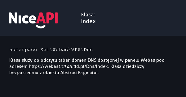 Klasa Index &middot; NiceAPI dla PHP 5.6