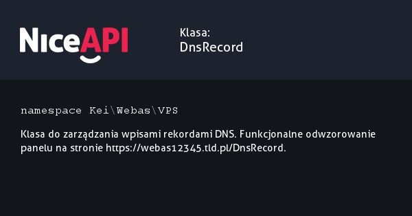Klasa DnsRecord &middot; NiceAPI dla PHP 5.6