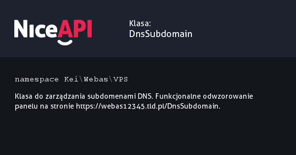 Klasa DnsSubdomain &middot; NiceAPI dla PHP 5.6