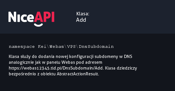 Klasa Add &middot; NiceAPI dla PHP 5.6