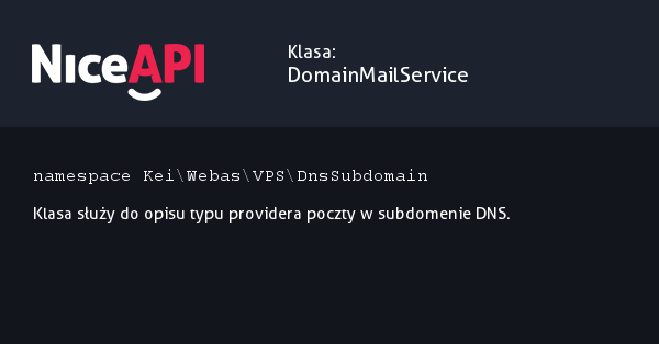 Klasa DomainMailService &middot; NiceAPI dla PHP 5.6