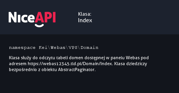 Klasa Index &middot; NiceAPI dla PHP 5.6