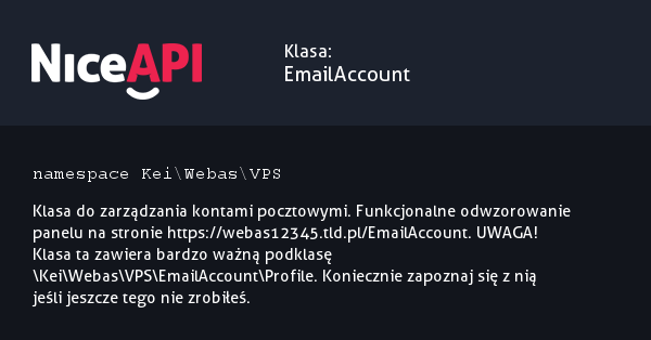 Klasa EmailAccount &middot; NiceAPI dla PHP 5.6