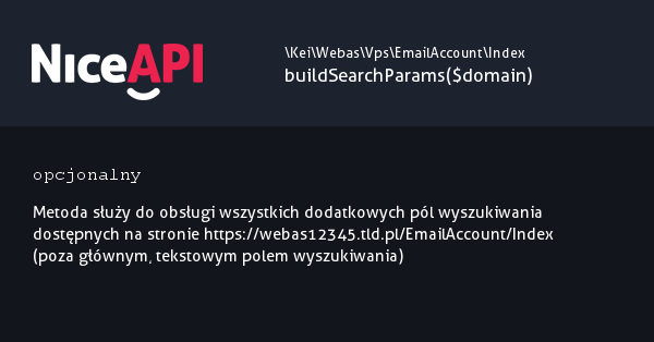 Index &rarr; buildSearchParams &middot; NiceAPI dla PHP 5.6