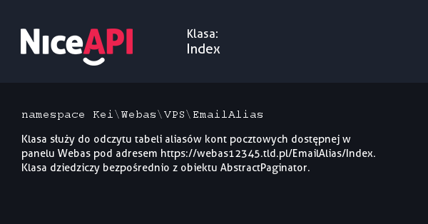 Klasa Index &middot; NiceAPI dla PHP 5.6