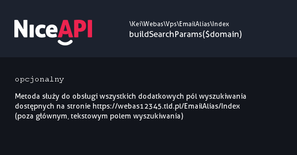 Index &rarr; buildSearchParams &middot; NiceAPI dla PHP 5.6