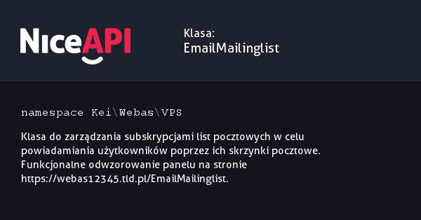 Klasa EmailMailinglist &middot; NiceAPI dla PHP 5.6