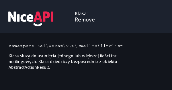 Klasa Remove &middot; NiceAPI dla PHP 5.6