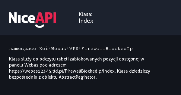 Klasa Index &middot; NiceAPI dla PHP 5.6