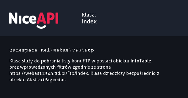 Klasa Index &middot; NiceAPI dla PHP 5.6