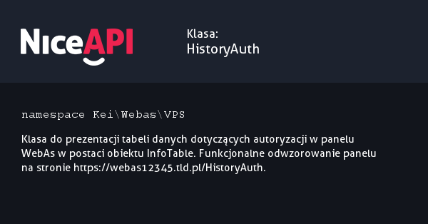 Klasa HistoryAuth &middot; NiceAPI dla PHP 5.6