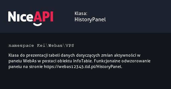 Klasa HistoryPanel · NiceAPI dla PHP 5.6
