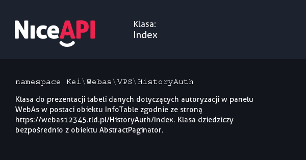 Klasa Index &middot; NiceAPI dla PHP 5.6