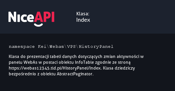 Klasa Index &middot; NiceAPI dla PHP 5.6