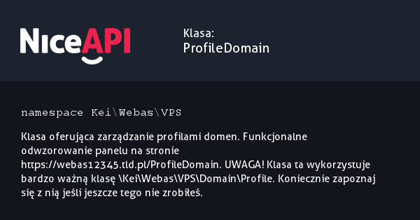Klasa ProfileDomain &middot; NiceAPI dla PHP 5.6