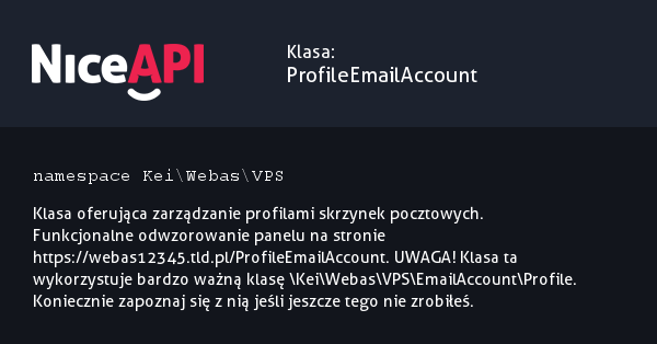 Klasa ProfileEmailAccount &middot; NiceAPI dla PHP 5.6