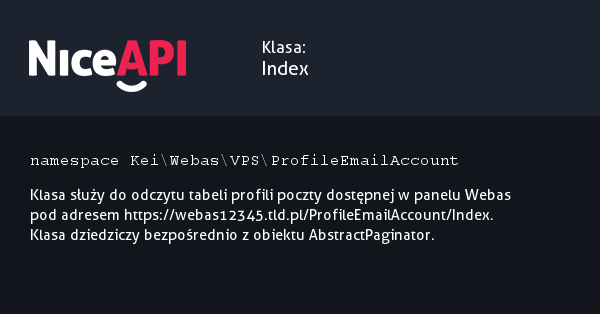 Klasa Index &middot; NiceAPI dla PHP 5.6