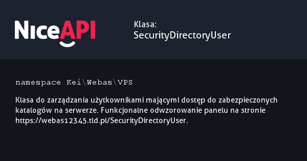 Klasa SecurityDirectoryUser &middot; NiceAPI dla PHP 5.6