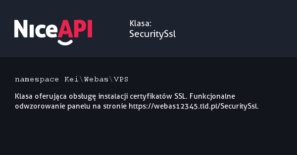 Klasa SecuritySsl &middot; NiceAPI dla PHP 5.6