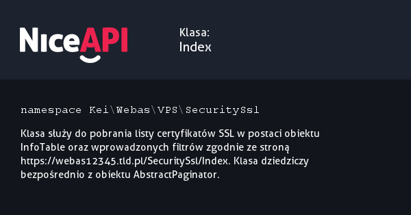 Klasa Index &middot; NiceAPI dla PHP 5.6