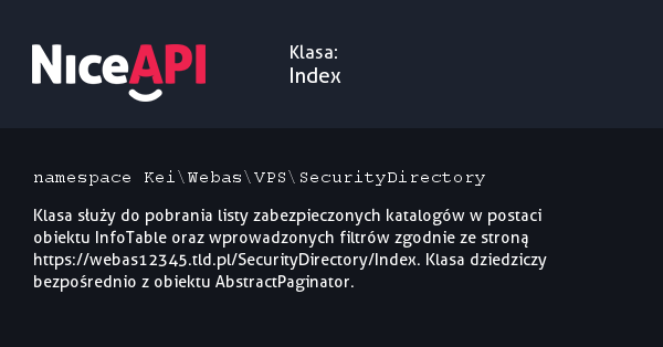 Klasa Index &middot; NiceAPI dla PHP 5.6