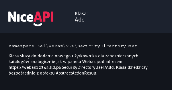Klasa Add &middot; NiceAPI dla PHP 5.6