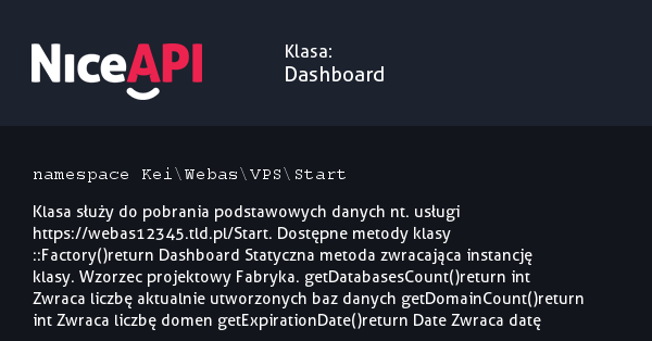 Klasa Dashboard &middot; NiceAPI dla PHP 5.6