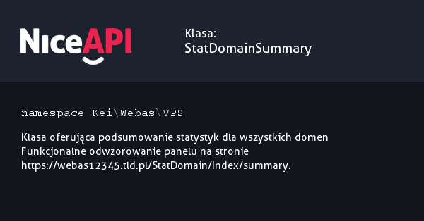 Klasa StatDomainSummary &middot; NiceAPI dla PHP 5.6