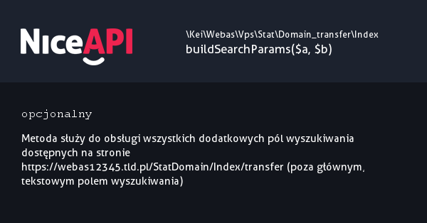 Index &rarr; buildSearchParams &middot; NiceAPI dla PHP 5.6
