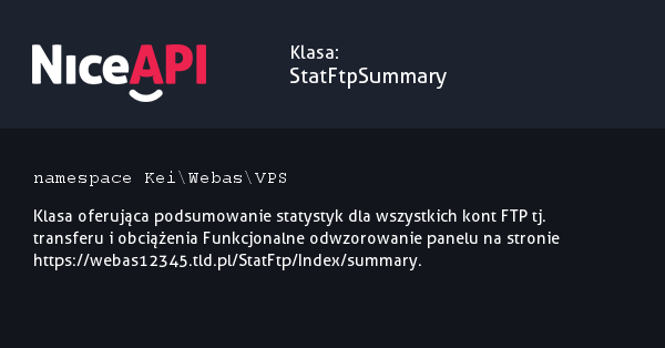 Klasa StatFtpSummary &middot; NiceAPI dla PHP 5.6