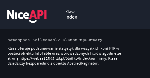 Klasa Index &middot; NiceAPI dla PHP 5.6